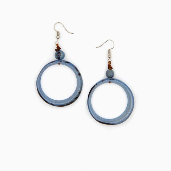 173 TAGUA Ring of Life Sustainable Vegan Ivory Dangle Hoop Earrings Periwinkle - Picture 1 of 4